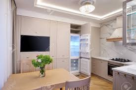 Create a kitchen design that is functional and attractive. Modern White Kitchen Clean Interior Design Real Photo Stock Photo Picture And Royalty Free Image Image 153416831