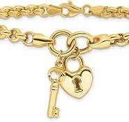 Amazon.com: Pulsera de oro amarillo de 14 quilates con llave ...