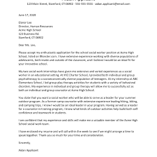 Social Worker Cover Letter And Resume Sample