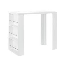 En Casa Table De Bar Comptoir De Bar Bar Avec 3 Compartiments Blanc Mat Fibre De Bois Agglomere Revetu Amazon Fr Table Bar Comptoir De Bar Meuble Bar