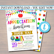 Sample freeemployee appreciation lunch sample invites : Editable Teacher Appreciation Staff Invitation Thank You Etsy In 2021 Staff Appreciation Week Staff Appreciation Teacher Appreciation