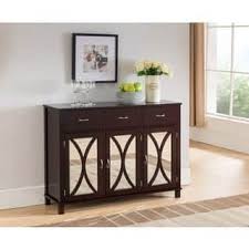 K And B Furniture Co Inc Espresso Wood Door And Drawer Console Table Mirrored Cabinet Doors Wood Sideboard Contemporary Buffets And Sideboards
