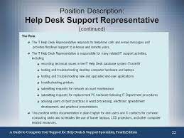 The typical duties, tasks, and responsibilities performed by it help desk support staff are shown in the job description sample below Chapter 1 Introduction To Computer User Support Ppt Video Online Download