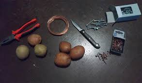 To make a potato battery you will need two galvanized nails, two copper coins, two potatoes, three alligator clip leads with . How To Make A Potato Battery Stem Little Explorers