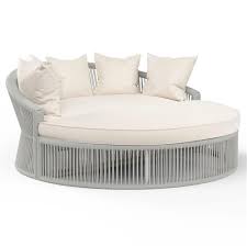 Outdoor daybed cushions australia fires. Sunset West Miami Coastal Sunbrella Silver Grey Aluminum Round Outdoor Daybed Kathy Kuo Home