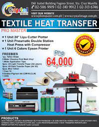 Textile Heat Transfer Pro Master Php 64 000 Inclusions 1 Unit 24 Liyu Cutter 1 Unit Pne Printing Business Digital Printing Business Digital Printing Machine