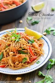Recipes with clear thai noodles and chicken. Thai Chicken Peanut Noodles