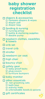 Setting Up A Registry For Your Friends And Family With This Baby Shower Registration Checklist Baby Shower Registry Checklist Baby Shower Registry Baby Shower