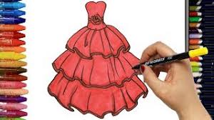 Dibujo de vestido casual para colorear dibujos net vestidos. Como Dibujar Y Colorear Vestido Rojo Dibujos Para Ninos Youtube