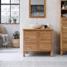 Pour vos toilettes, privilégiez les ensembles meubles. Meuble Sous Vasque En Teck 85 Cm Meubles De Salle De Bain Tikamoon