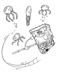 Coloring pages for kids spongebob riding jellyfish86d9. Spongebob Catching Jellyfish Coloring Page Free Printable Coloring Pages For Kids