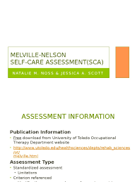 Check spelling or type a new query. Melville Nelson Self Care Assessment 2 Health Care Medical