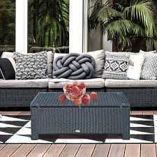 It was very easy to put together but the coffee table took some time getting it to line up so the glass would sit on it correctly. Outsunny Rattan Garden Patio Conservatory Tempered Glass Coffee Table Black For Sale Online Ebay
