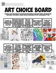 Choice Board Art Classroom Art Lessons Elementary Middle School Art Projects