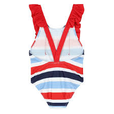 Tutto Piccolo Girls Red Blue White Logo Swimsuit Girls From Junior Couture Uk
