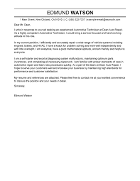The first paragraph of your job application letter should include information on why you are writing. Professional Automotive Technician Cover Letter Examples Livecareer