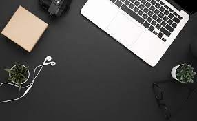 Flat Lay Of Workstation With Laptop And Headphones Wallpaper Powerpoint Camera Wallpaper Cool Desktop Wallpapers