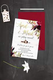 Burgundy Floral Wedding Invitation Kit Printable Boho Etsy Wedding Invitation Kits Floral Wedding Invitations Wedding Invitations