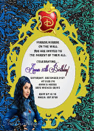 Personalized Girls Disney Descendants Inspired Party Digital Invitations Diy Uprint Printable Disney Descendants Party Descendants Party Girly Party Ideas