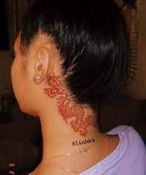 Pinterest Fam0us C Neck Tattoos Women Red Tattoos Red Ink Tattoos