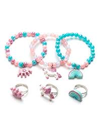 Juegos de unicornio para niños y niñas. Buy Juego De Anillos De Pulsera De Unicornio Pulsera De Arco Iris Brillante Con Corona Para Ninas Pequenas Conjunto De Anillos De Joyeria Para Ninas Y Ninas Online Topofstyle