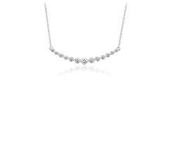 Monica vinader gaia curved bar necklace. Diamond Curved Bar Necklace In 18k White Gold 2 Ct Tw Blue Nile