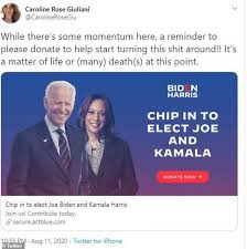 Caroline giuliani, the daughter of president trump's lawyer rudy giuliani, tells cnn's anderson cooper why she is voting for joe biden this november. Rudy Giuliani S Daughter Tweets Picture With Kamala Harris Saying Remove Trump Daily Mail Online