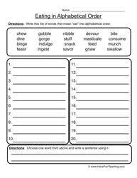 Eating In Alphabetical Order Abc Order Worksheet 2 Abc Order Worksheet Alphabetical Order Worksheets Abc Order