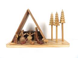Vintage Modern Wooden Nativity Set Minimalist Christmas Etsy Wooden Nativity Sets Nativity Set Christmas Manger