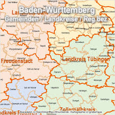 Das große bundesland liegt im südwesten der bundesrepublik deutschland. Baden Wurttemberg Powerpoint Karte Landkreise Gemeinden