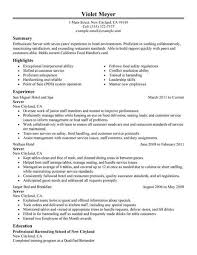best hotel server resume example from