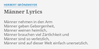Frage zu grönemeyers lied bochum? Manner Lyrics By Herbert Gronemeyer Manner Nehmen In Den