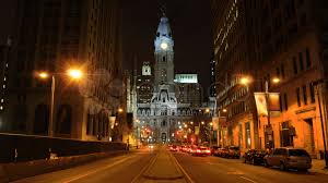 Philadelphia city hall, in the middle of center city at the intersection of broad and market streets, is visible from all over town. Philadelphia City Hall At Night Stock Video Pond5