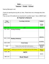Substitute Lesson Plan Template Easy Organized Substitute Lesson Plan Substitute Lessons Lesson Plan Templates