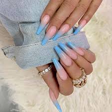 Black And Baby Blue Ombre Nails 23 Stunning Ways To Wear Baby Blue Nails Stayglam Blue Ombre Nails Baby Blue Nails Long Acrylic Nails