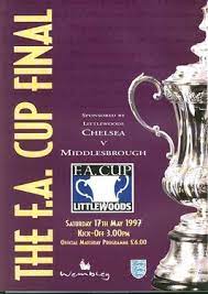 The 1997 fa cup final was the 116th final of the fa cup.it took place on 17 may 1997 at wembley stadium and was contested by chelsea and middlesbrough, the north east club appearing in its first fa cup final. 1997 Fa Cup Final Wikipedia