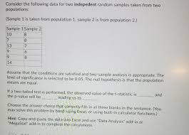 Help > methods and formulas > basic. Answered Consider The Following Data For Two Bartleby