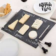 Plateau En Ardoise Rectangulaire Pour Fromages Avec Accessoires Atopoir Noir Strashop Com Ardoise Fromage Couteau A Fromage