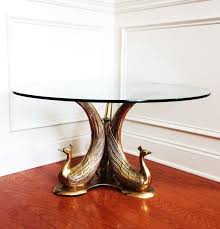 Sold Vintage Brass Peacock Table Peacock Coffee Table Etsy Glass Top Table Glass Coffee Table Table