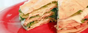 Gateau de crêpes salées instructions. Les Recettes De Lucien Georgelin Le Gateau De Crepes Sale Au Houmous Et Crudites Lucien Georgelin
