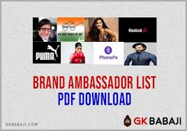 Check spelling or type a new query. Brand Ambassador List 2019 Pdf For Competitive Exams Gk Babaji
