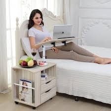 Amazon Com Emall Life Upgraded Multifunctional Height Adjustable Overbed End Table Wooden Nightstand With Swivel Top Storage Drawers Wheels And Open Shelf 3 Colors White Maple Kitchen Dining Computer table adjustable portable laptop desk removable laptop bed bedside table can be lifted wheeled standing desk 60*40cm. emall life upgraded multifunctional height adjustable overbed end table wooden nightstand with swivel top storage drawers wheels and open shelf 3
