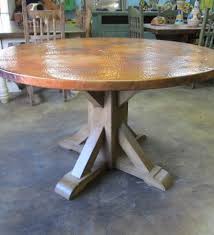 I Like This Base 60 Round Copper Farmhouse Dining Table Barrio Antiguo Furniture With Images Round Farmhouse Table Dining Table Copper Copper Top Table