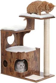 Have fun, take rest, or take exercise, your paws can find everything they need on the tree. Amazon Com Feandrea 34 6 Inches Cat Tree Medium Cat Tower With 3 Beds And House Cat Condo Sisal Post And Washable Faux Fur V Cat Condo Cat Tower Wood Cat