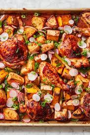Sheet Pan Gochujang Chicken And Roasted Vegetables Recipe Recipe In 2021 Gochujang Chicken Recipes Roasted Vegetables