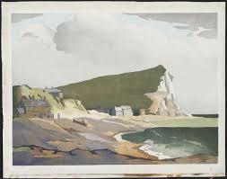 Seaford Head Sussex Eric Slater Woodcut Seaford Head Sussex