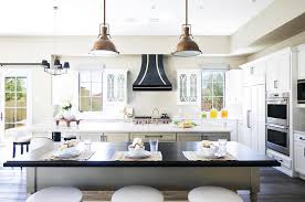Check spelling or type a new query. Two Kitchen Islands With Black And White Stools Transitional Kitchen