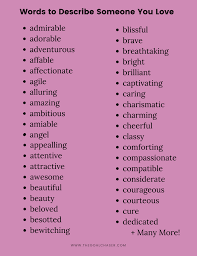 What are some words that describe someone that start with m? Words To Describe Someone You Love The Goal Chaser