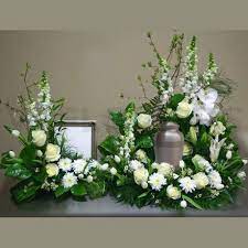 Harmony Urn And Photo Funeral Flowers Funeral Flower Arrangements Funeral Floral Arrangements Funeral Flowers