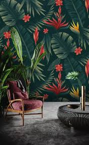 They can bring sunshine and warmth into a room with no windows or help stave off the winter blues. Modern Tropical Plants Red Floral Wall Murals Classic Style Wall Murals Mural Mural Wall Art Floral Wallpaper